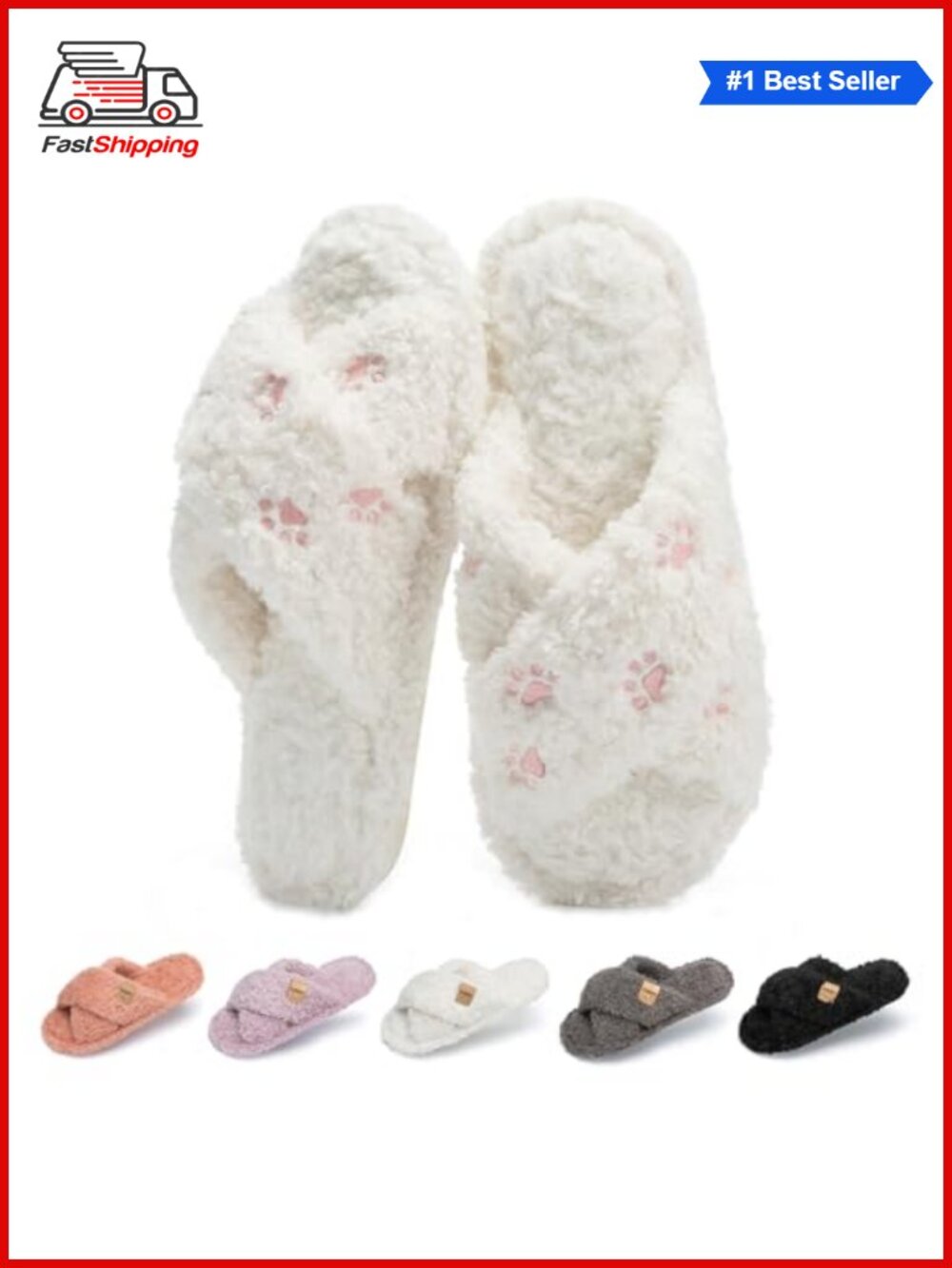 ✨ Fuzzy Open Toe Slippers for Women Cozy Memory Foam House Shoes Indoor Outdoor